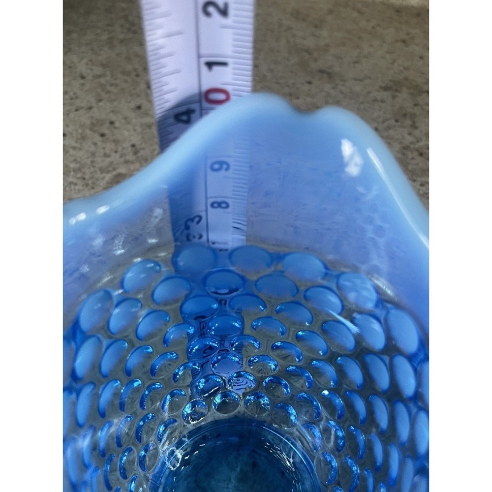 Vintage Fenton Opalescent Colonial Blue Hobnail Creamer 4" Pitcher - Picture 5 of 6